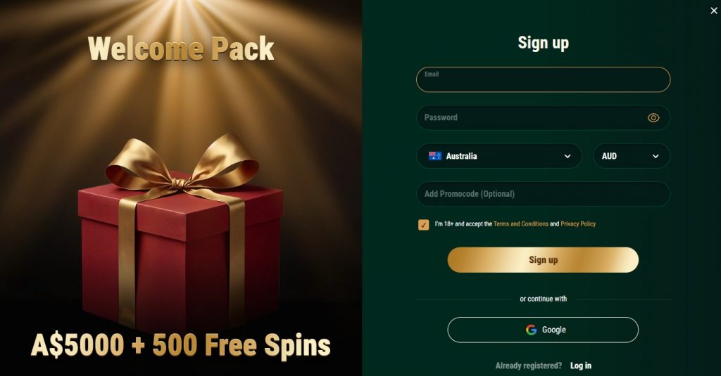 Richard Casino registration sign up page Australia new player account